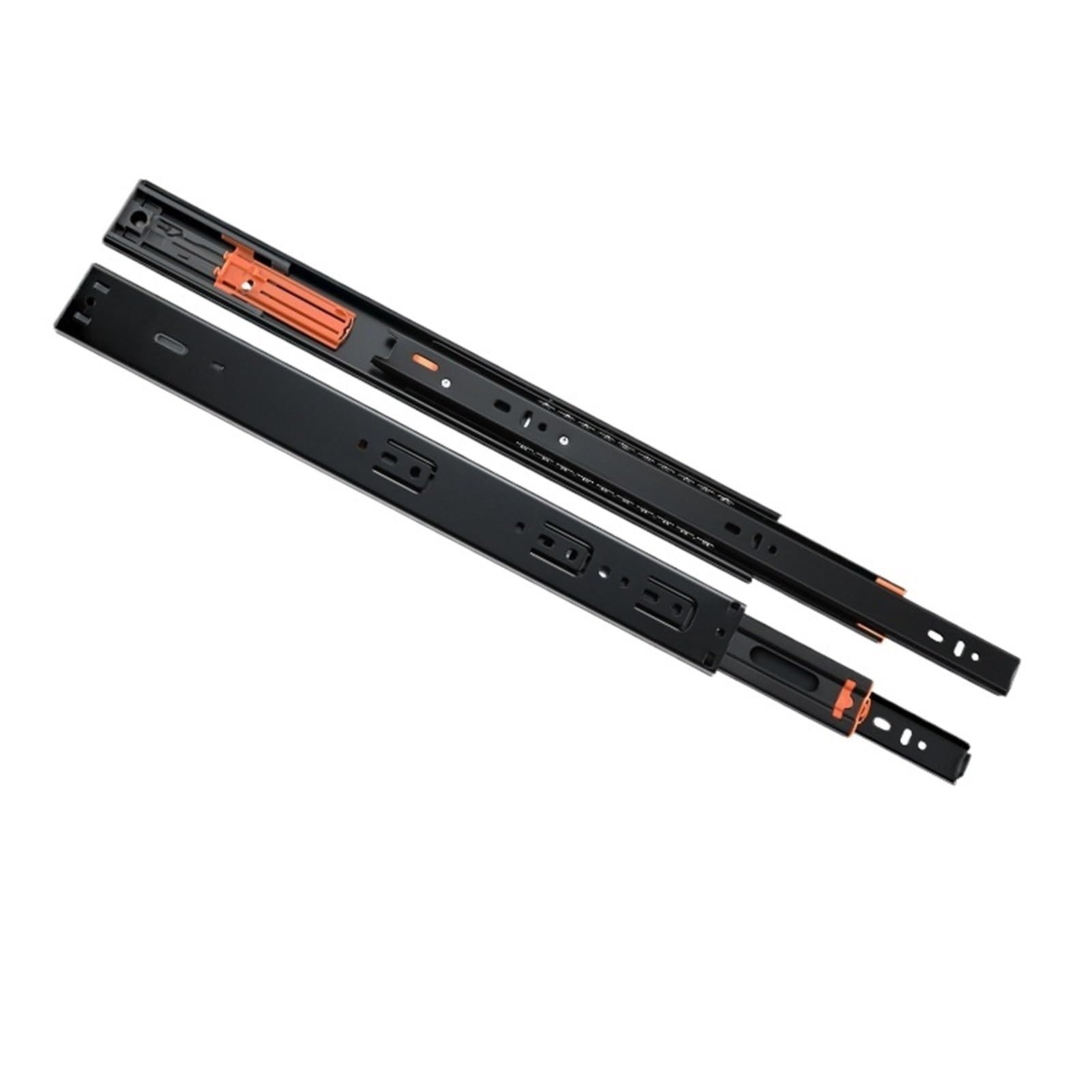 Drawer Slides Rebound Drawer Slides Rail Stainless Steel 10"-20" Three Section Ball Bearing Runners Track Damper Buffer Hardware(Black 10inch 25cm)