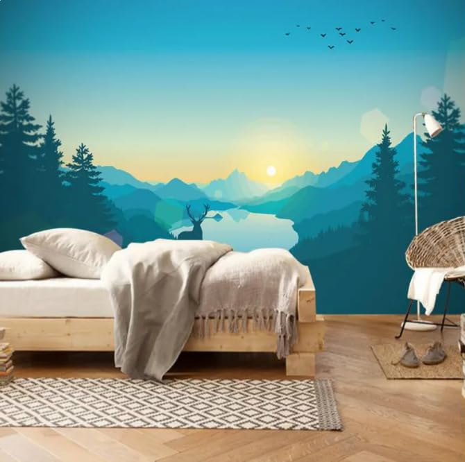 Papier peint 3D montagne nordique 150x105 cm pour salon
