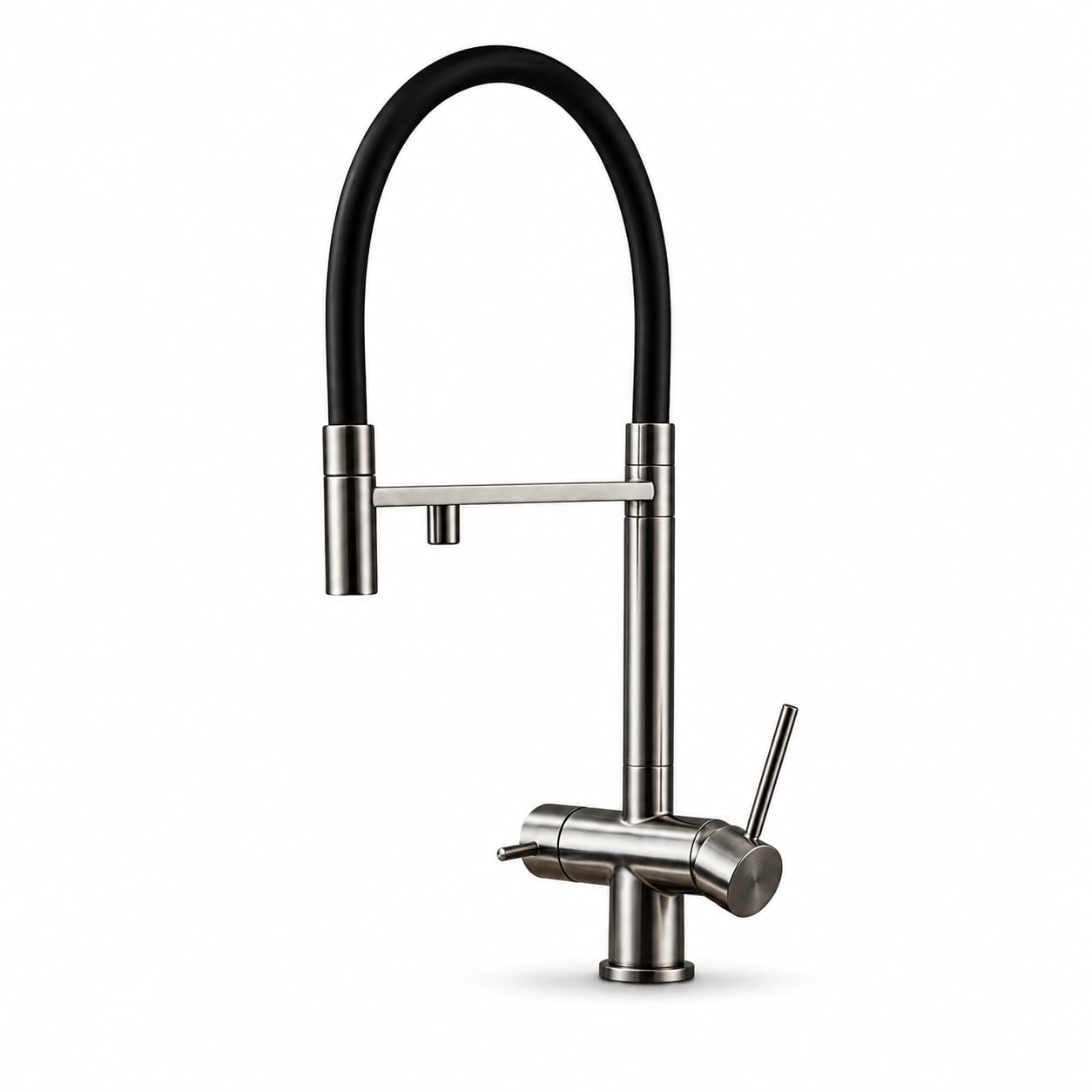 Rubinetto da cucina HighFlex GRAFIT a tre vie con beccuccio filtrato, ottone con valvola in ceramica, girevole a 360°, antracite, flessibile, a risparmio idrico, perfetto per la cucina
