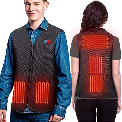 Veste chauffante électrique d'extérieur homme femme gilet thermique hiver noir