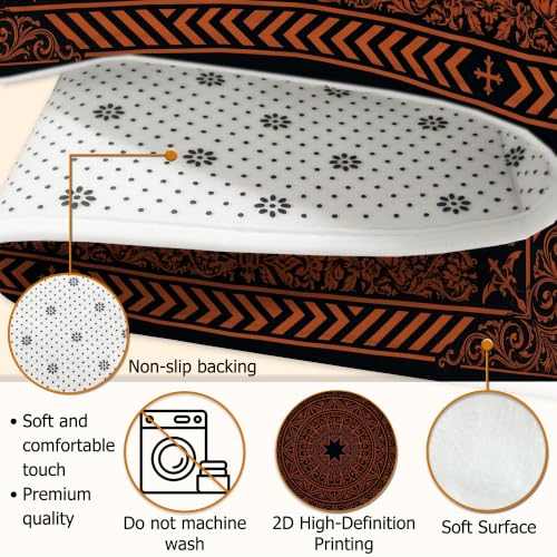 Alfombra de mandala negra y bohemia rectangular para salón 7