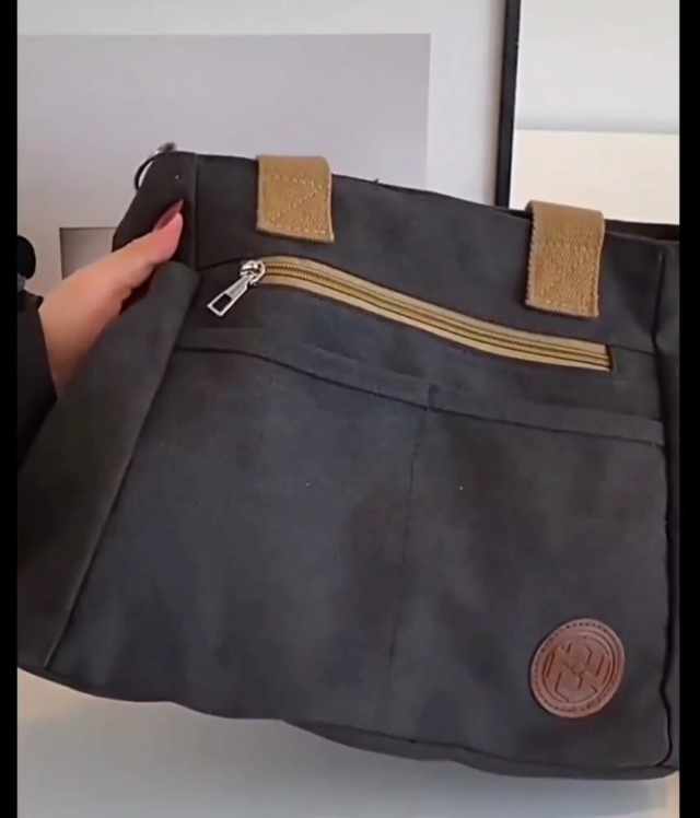 Bolso Tote de lona para mujer con correa cruzada miniatura 7