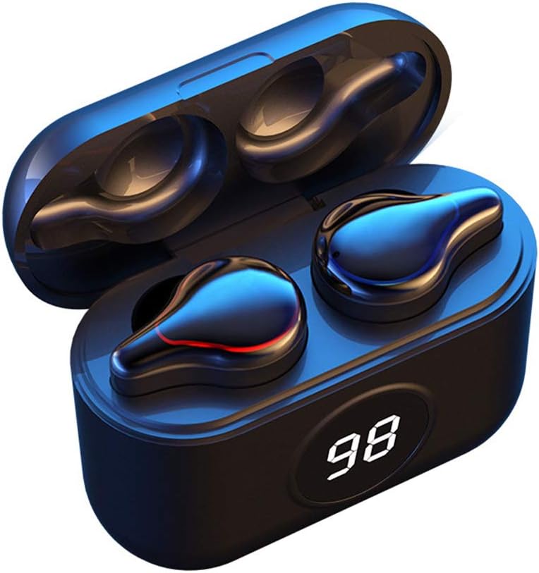 TWS Wireless Bluetooth Earbuds Headphones, in-Ear Sports Running Waterproof Earphone, with Wireless Charging Case, Single/Twin Mode, for Work/Sports/Running,Black