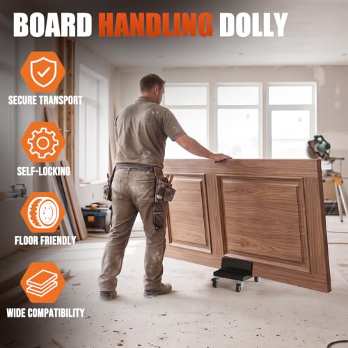 Image of remodel Panel Dolly Carrier Door Dolly Cart, Adjustable Drywall Mover with Wheels, Portable Sheet Glass and Door Transport Roller Multi Use Dollies, Patented Design