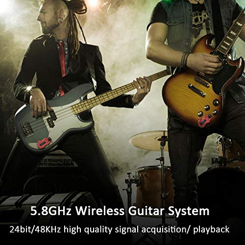 KKmoon Ammoon Sistema de Guitarra Sem Fio de Áudio Digital Transmissor Receptor Recarregável Bateria