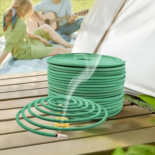 Citronella Räucherspirale, Hergestellt aus natürlichen Pflanzen, Geeignet für den Gebrauch im Freien, im Wohnzimmer, auf der Terrasse (48 Stück und Halter für Stäbchen)