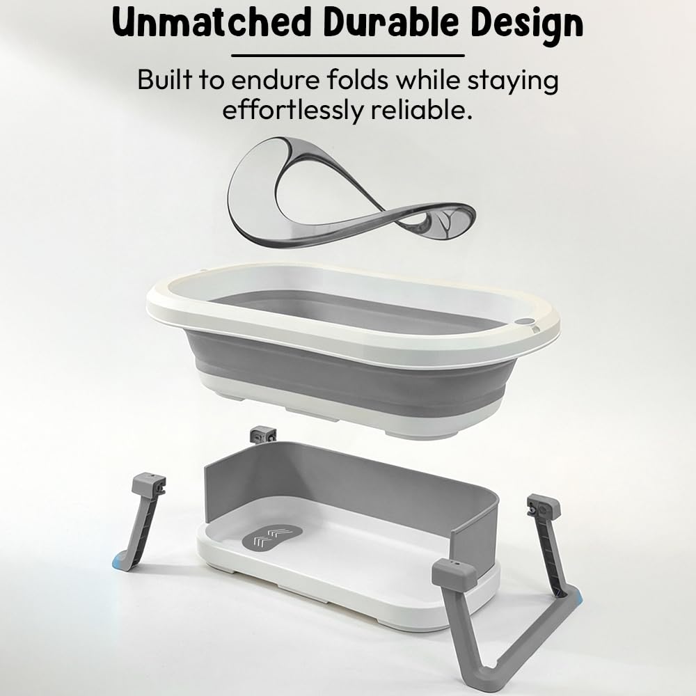 StarAndDaisy Baby Bath Tub for 0 to 5 Years/Bath Tub for Kids 0-3 Years, Tub for Girls & Boys with Foldable Legs, Easy to Store -Grey 4