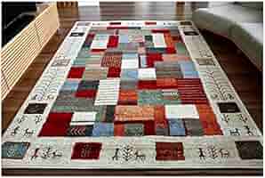 Amazon | ラグ 北欧 ギャッベ柄 200x200cm 約 2畳 正方形