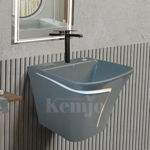 Image of Wall Mounted Wash Basin for Bathroom | Wall Hung Wash Basin /Sink (15.35 x 16.14 x 13 Inch, SFKOP - 211)