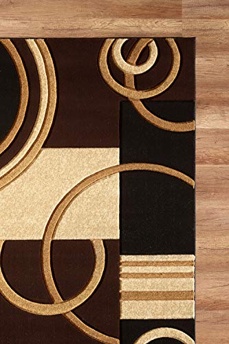 GLORY RUGS Area Rug Modern 2x7 Brown Soft Hand Carved Contemporary Floor Carpet with Premium Fluffy Texture for Indoor Living Dining Room and Bedroom Area