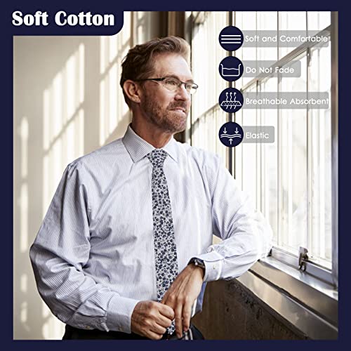 Image of Mantieqingway Men Skinny Tie Cotton Floral Necktie for Wedding Groomsmen Tie