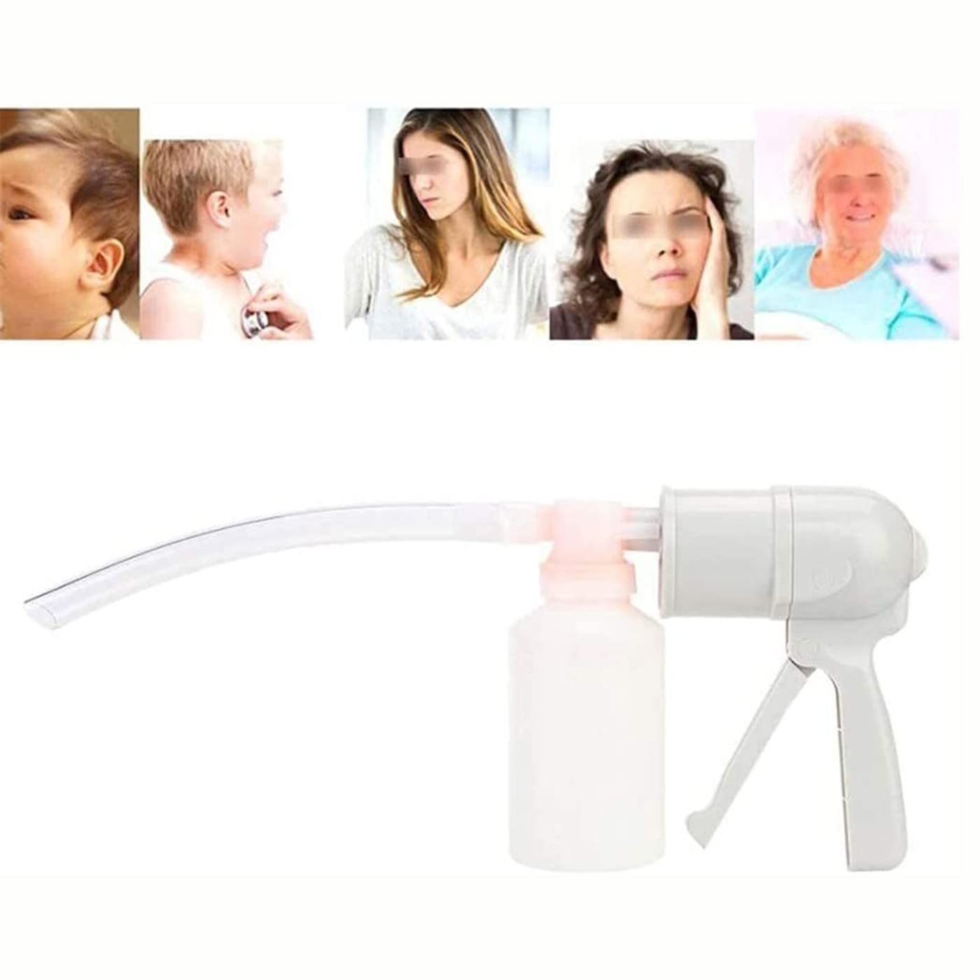 Pompa di aspirazione manuale portatile, dispositivo di secrezione di muco portatile per anziani e bambini, kit di terapia domestica per espettorato e catarro