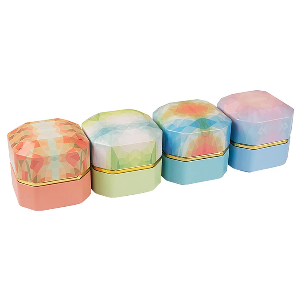 4pcs Tin Can Empty Cube Steel Box Storage Container Kit for Treats Favors Loose Tea Coffee and Crafts