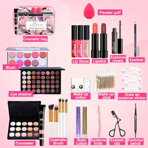 Ensemble Cadeau de Maquillage Tout en un, 28 Pièces Coffret de Cosmetic Makeup Set avec Ombres Paupières, Rouge à Lèvres, Correcteur, Blush, Cosmétique Kit pour Femmes Filles – Image 3