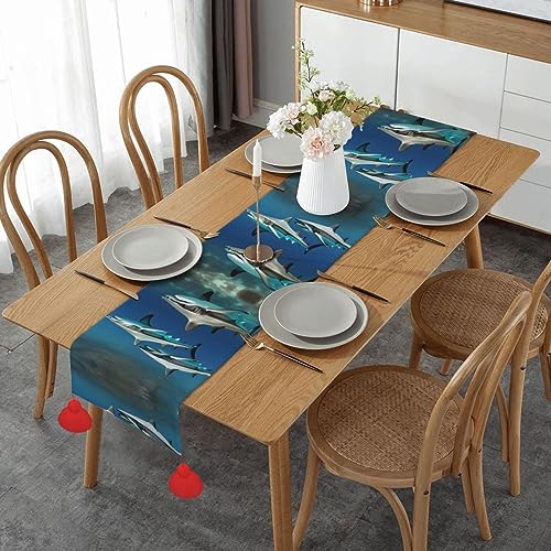 Chemin de table requins marteaux pour décoration Noël et repas