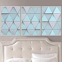 3 Piece Framed Canvas Wall Art Abstract Colorful Cool Geometric Canvas Prints Home Artwork Decoration for Living Room,Bedroom - 16