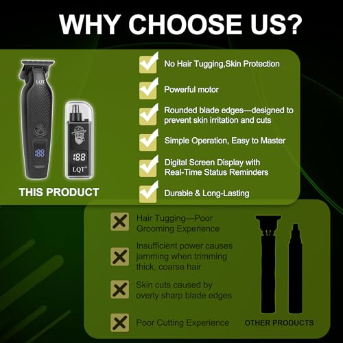 Image of Hair Clippers for Men, Professional Hair Trimmer Barber Cordless Zero Gapped T-Liner Shaver with LCD Display & Nose Trimmer, Mens Gifts for Beard, Hair Cutting and Grooming Gifts for Father