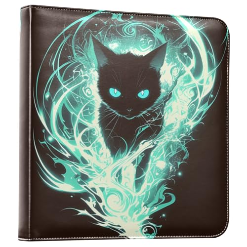 Kigai Cute Cats Photo Album Self Adhesive Scrapbook Album Leather Cover DIY Picture Scrap Book with 20 Adhesive Sheets, 11.8x24x0.8 inch