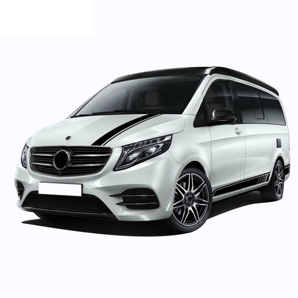 Autocollant de Capot de Voiture 3 pièces Autocollant de Jupe à Rayures latérales de Porte, pour Mercedes Benz Classe V W447 Vito Viano 2014-présent AMG, Autocollants de Jupe latérale