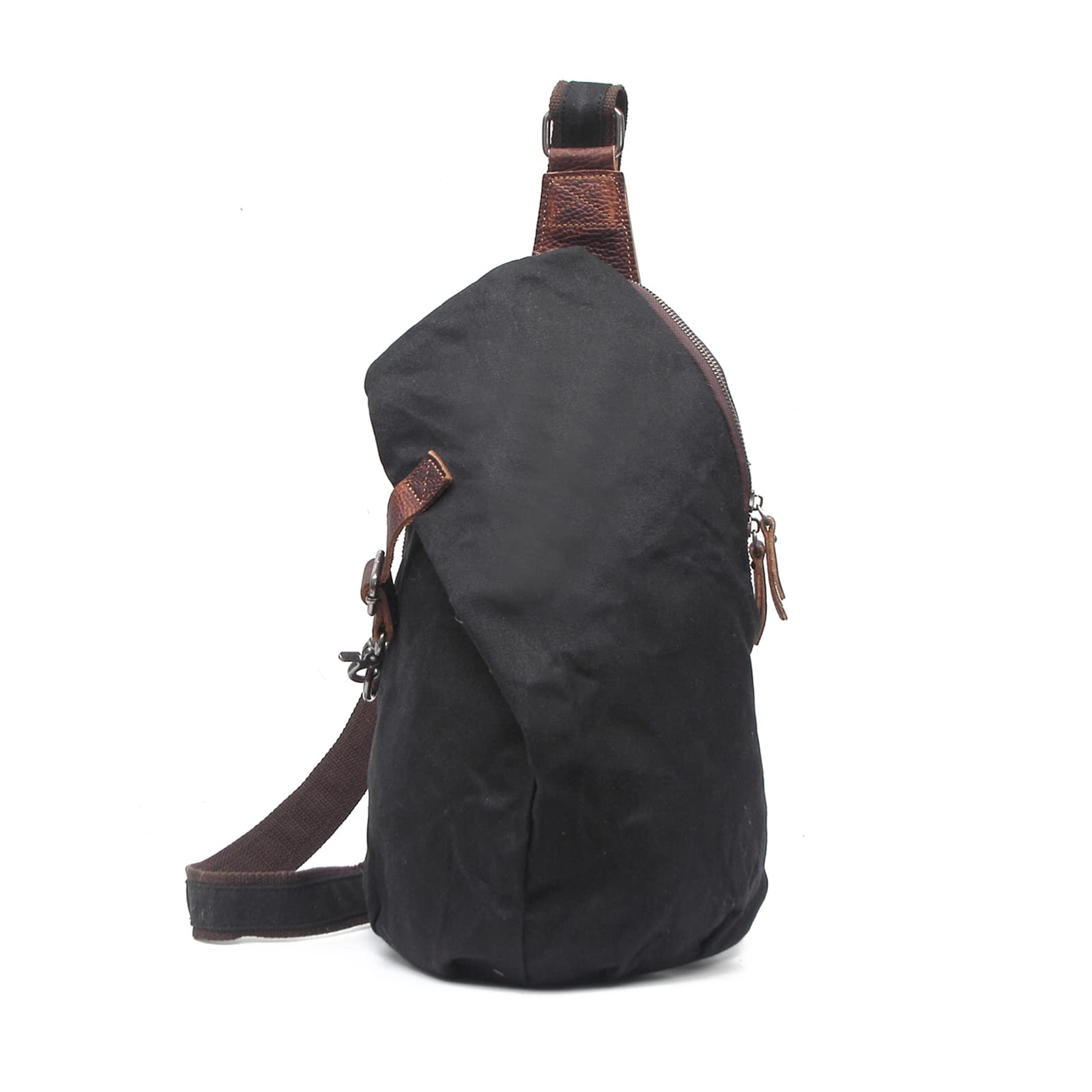 FANDARE Rétro Sac de Poitrine Toile Sac Bandoulière Sling Crossbody Bag Homme Sacoche Sac d'Epaule Sacoche de Ceinture pour Voyage Randonnée Camping Crossbody Bag Noir
