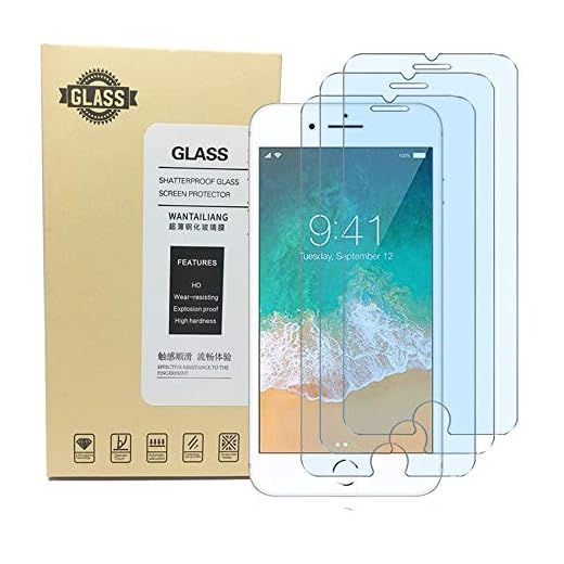 Screen Protector iPhone 8 7 6S 6, Anti Blue Light Screen Protector [ Eye Protect ] [ Touch Screen Accuracy ] [Bubble Free] Tempered Glass for iPhone 8/7 /6s/ 6 [3 Pcs]