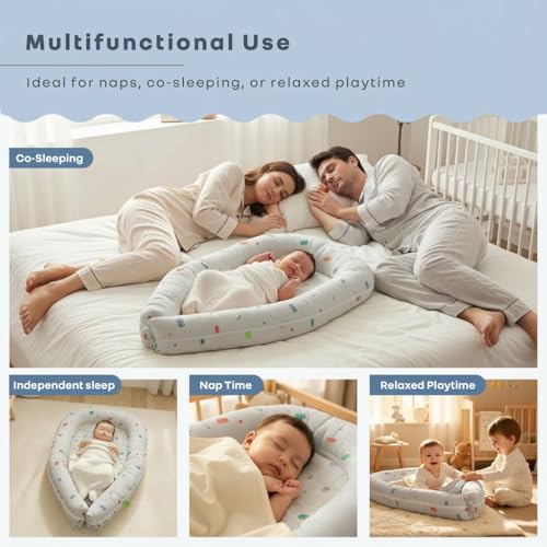 Image of R for Rabbit Snuggy Cuddles Baby Sleeping Bag, 100% Cotton Multifunctional Soft Breathable Travel Friendly Bedding Set (Roadster Grey)