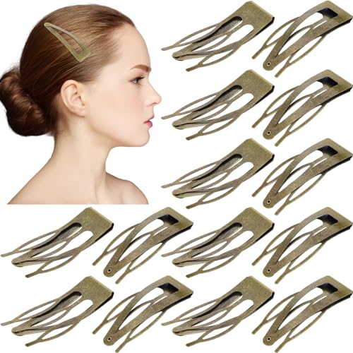 Chinco Ancient Bronze 24 Pcs Double Grip Hair Metal Snap Clips,2.8 Inch