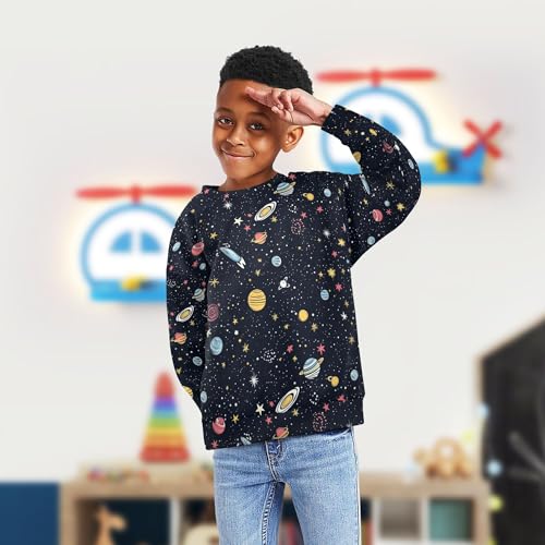 JUNZAN Space Starry Cosmic Planet Little Boys Sweatshirt Hoodie Fleece Sweatshirt With Hoodie Party 4T4