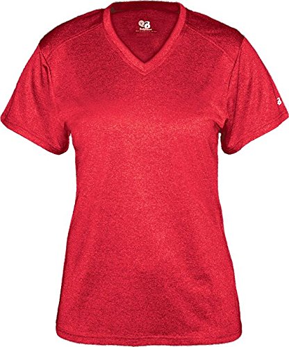Badger Sports Pro Heather Ladies' V-Neck Tee Red Heather Small