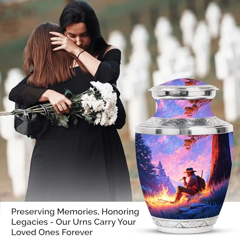 Image of Cowboys Urn Decorative Urns for Ashes 1 Large & 4 Small | Large Burial Urn, Funeral for Mom & Dad, Cremation for Ashes