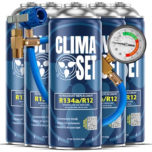 Gas R134a no tóxico ClimaSet de 170g con manguera para recarga rápida por su cuenta