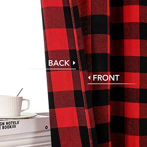 Wansoul Christmas Red Buffalo Check Curtains 63 Inches 2 Panels, Red And Black Plaid Light Filtering Farmhouse Kitchen Gingham Drapes,Red Checkered Grommet Darkening Curtain For Bedroom Basement #TOP3