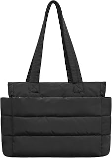 Tote Bag for Women, Puffer Quilted Handbag with Compartments Lightweight Puffy Shoulder Bag for Travel, Work, Gym