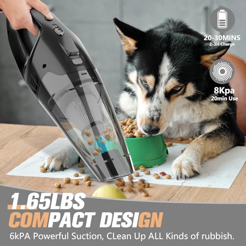 Image of BSRCO Handheld Vacuum Cordless Rechargeable 3-in-1, Car Vacuum Portable Cordless with USB Charge, Handheld Vacuum with LED Light, HEPA Filter, 1.65LBs Lightweight Vacuum Cleaner for Dust, Pet Hair