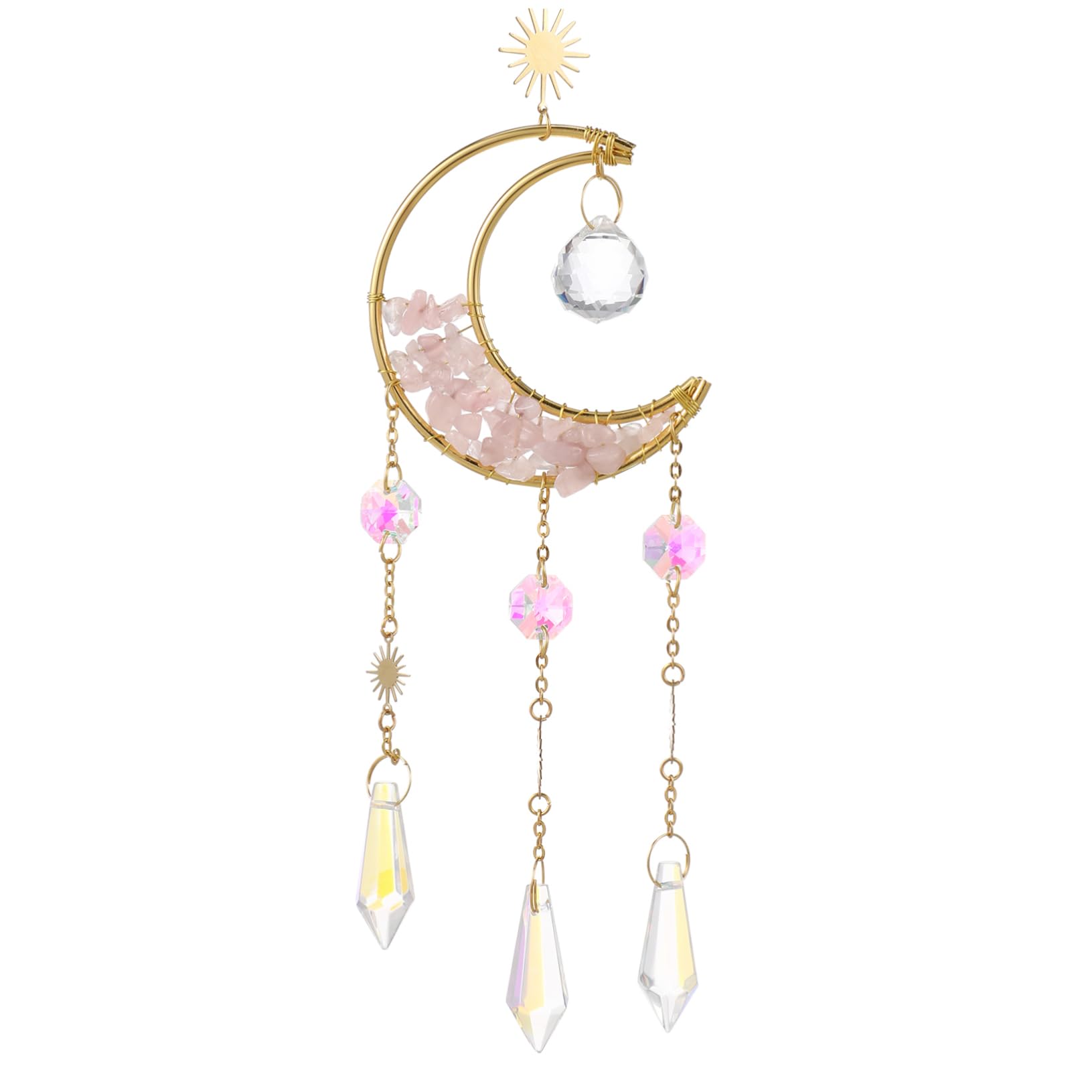 PRETYZOOM 5stücke Hängender Mond Sanduhr Für Fensterdekoration Natürliche Kristallstein Wohnaccessoires Für Stilvolle Inneneinrichtung Und Garten