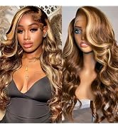Highlight Ombre Lace Front Wigs Human Hair 5x5 Pre Plucked Pre Cut Lace Front Wigs Human Hair Bou...