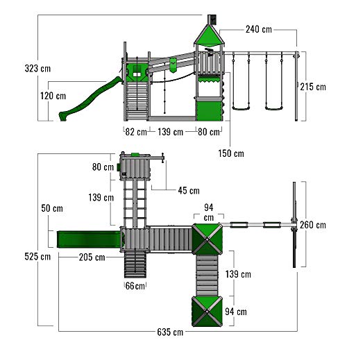 FATMOOSE Spielturm Ritterburg FunnyFortress mit Schaukel & apfelgrüner Rutsche, Spielhaus mit Sandkasten, Leiter & Spiel… – Bild 6