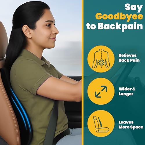 Image of Memory Foam Car Seat Back Support, Orthopedic Lumbar Back Rest for Back Pain Relief, Back Support Pillow for Office ChairCarBack Support Pillow,-Seat Cushion