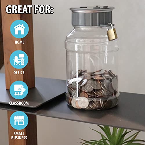 Locking Digital Coin Bank Savings Jar - Pennies Nickles Dimes Quarter Half Dollar Change Counter | Clear Jar With Lcd Display #TOP4