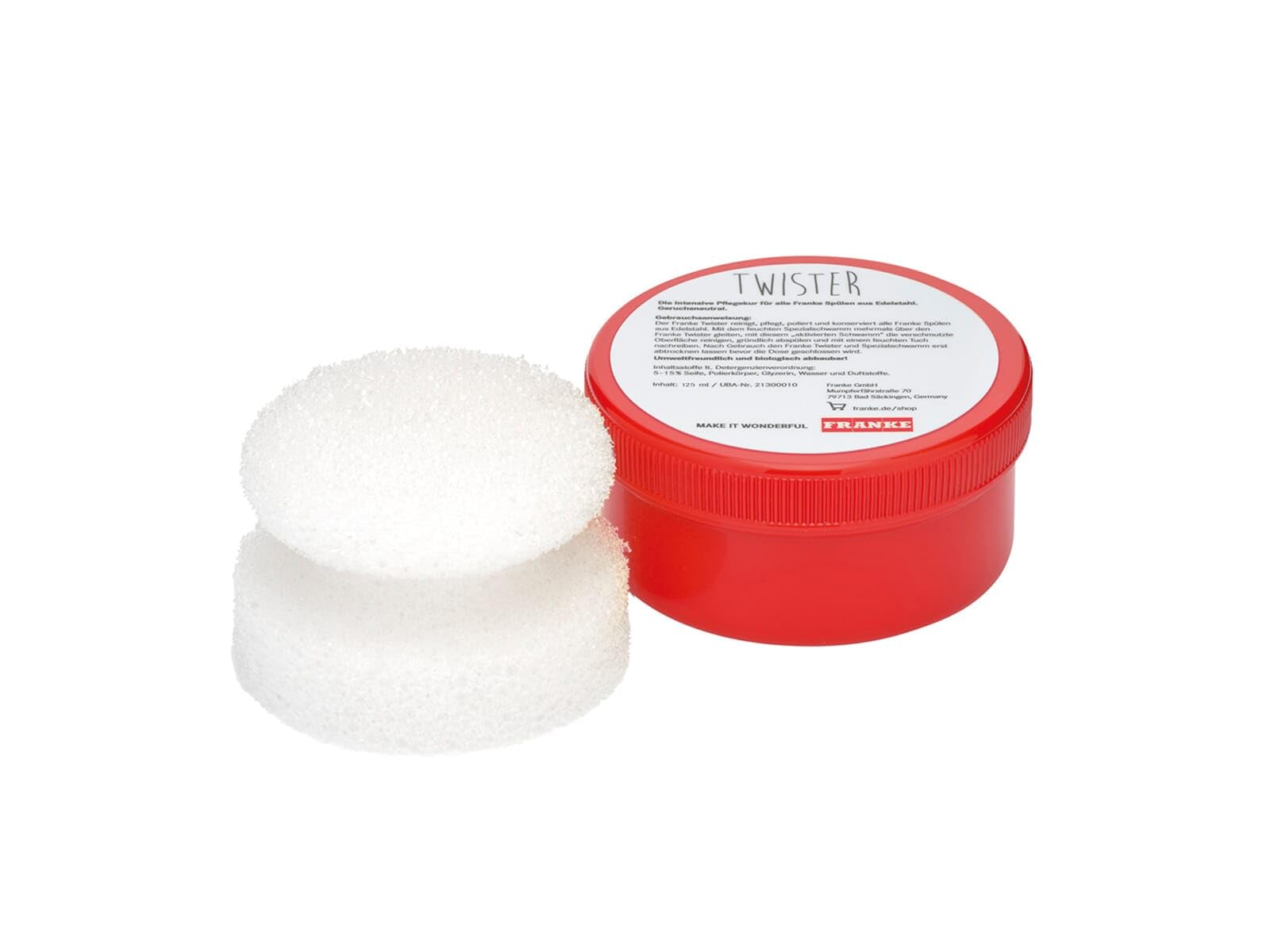 FRANKE Twister - Cleaning and Care Product for Stainless Steel Sink, 125 ml, White