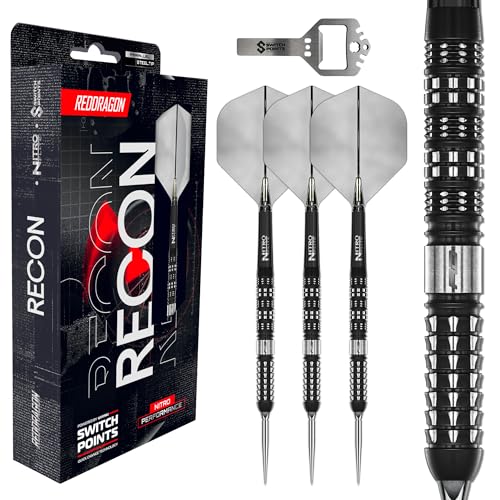 Dardos de acero profesionales Red Dragon con 90% de tungsteno y caña NitroFlite
