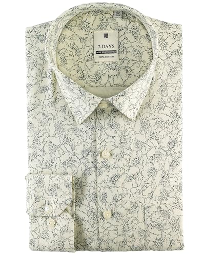 Image of 7-DAYS Men's Premium Formal Printed Shirt - 100% Cotton, Regular Fit, Full Sleeves, with Pocket - Stylish for Special Occasions.