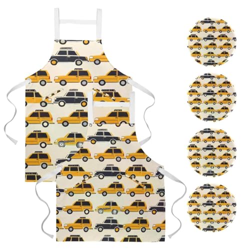 Lot de 2 tabliers de cuisine multicolores taille unique avec 4 poches