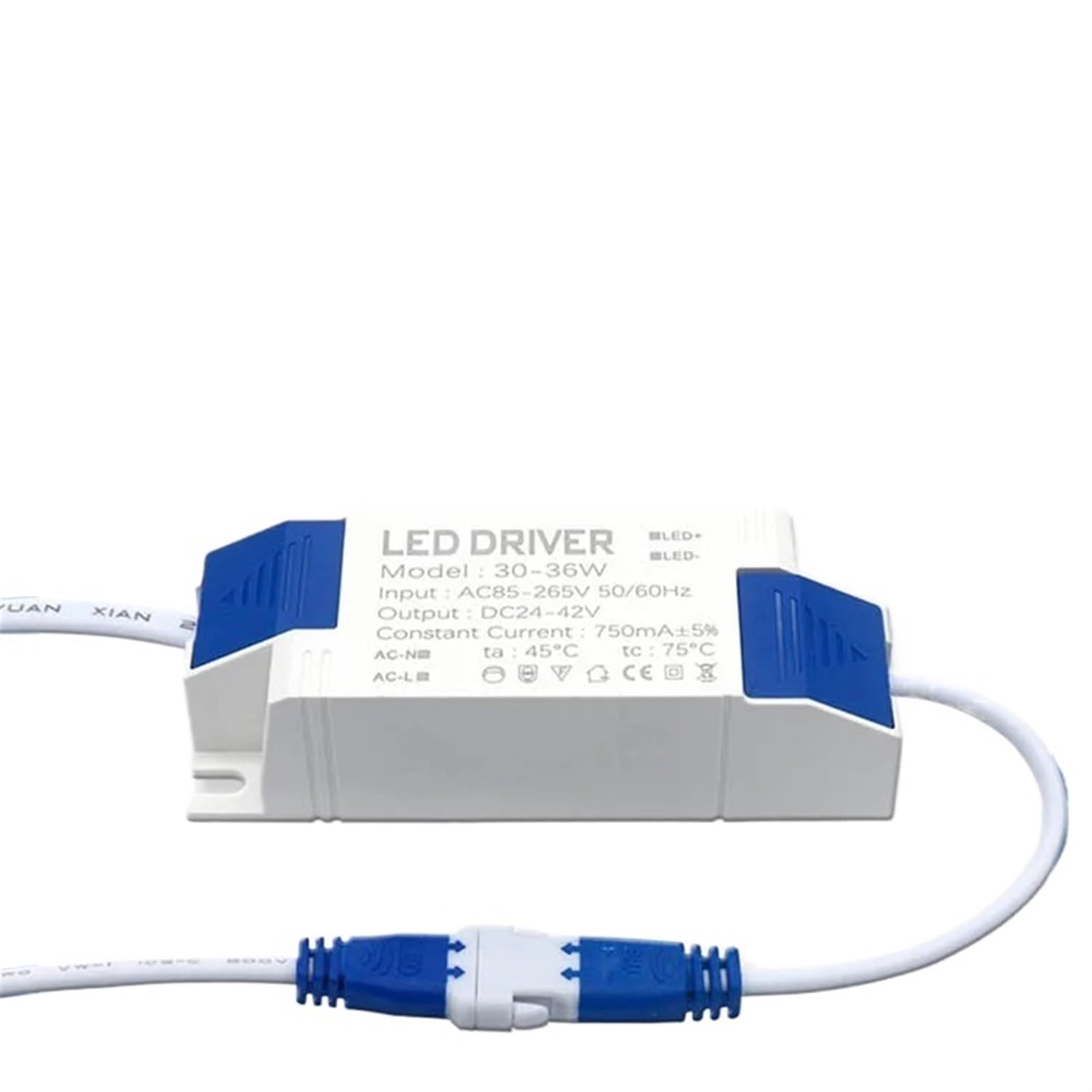 FCARUMIQP 30W-36W LED Panel Lamp Power Supply Unit Lighting AC85-265V Output 600mA DC24-42V External Driver Connector