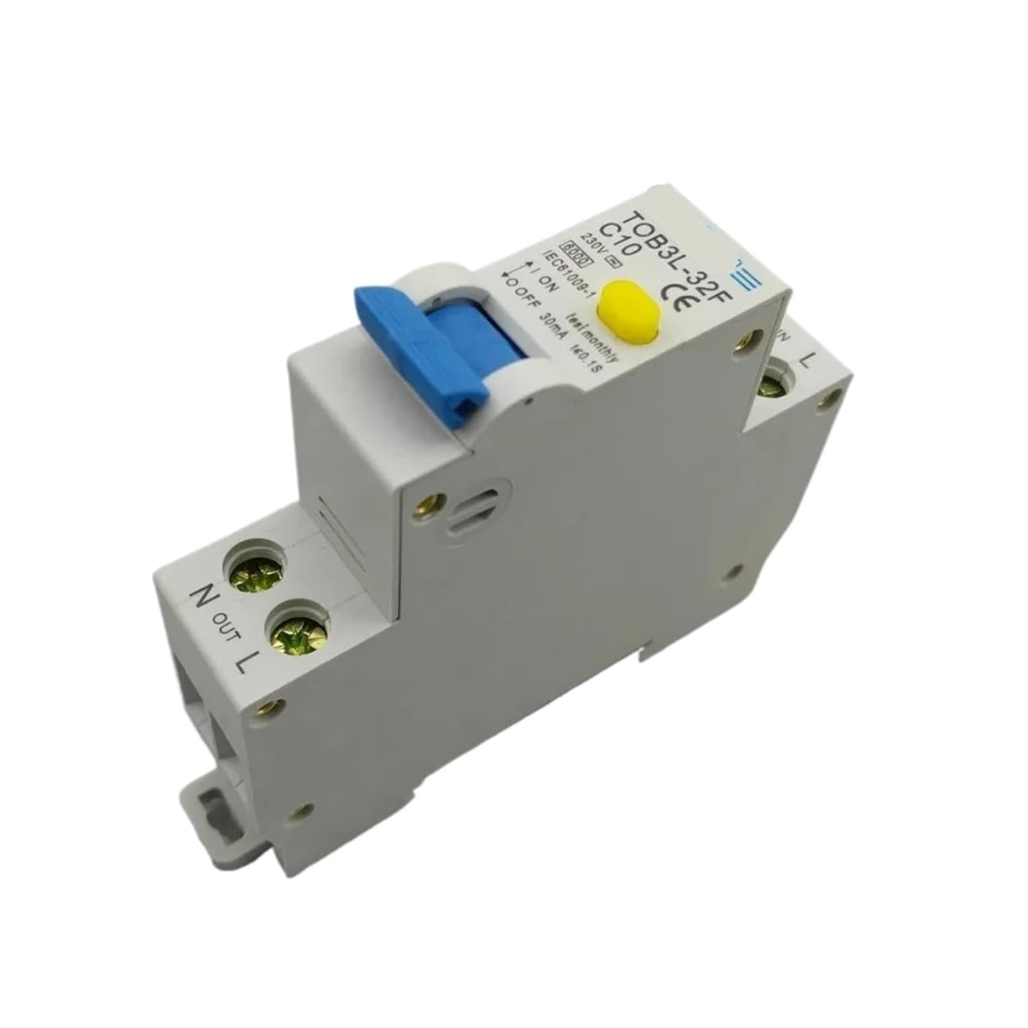 TOB3L-32F 18MM RCBO 10A 1P+N 6KA Residual Current Circuit Breaker with Over Current and Leakage Protection 1Pcs