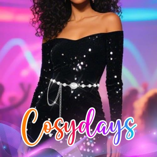 COSYDAYS Silver Rhinestone Belt Sparkly Dress Belts Fashion Bling Crystal Waist Chain for Women3