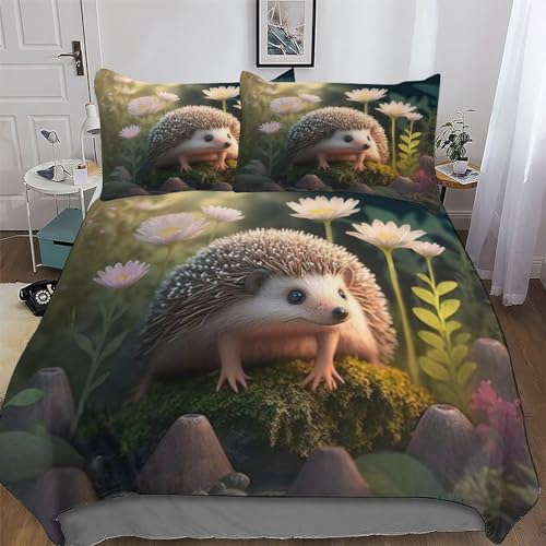 Housse de couette hérisson microfibre hypoallergénique parure de lit douce 3pcs - 2