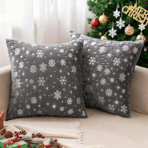 VITEVER Kissenbezug Weihnachten 2er-Set, weiches Kunstfell mit...