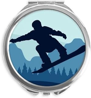 Winter Sport Pattern Ski Suit and Boots Hand Compact Mirror Round Portable Pocket Glass
