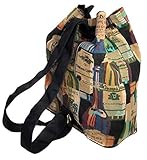 Generic Wine Toyz Canvas Tote Bag Backpack - Cute Wine Bottles Pattern Drawstring Straps Tote bag, Brown, Medium
